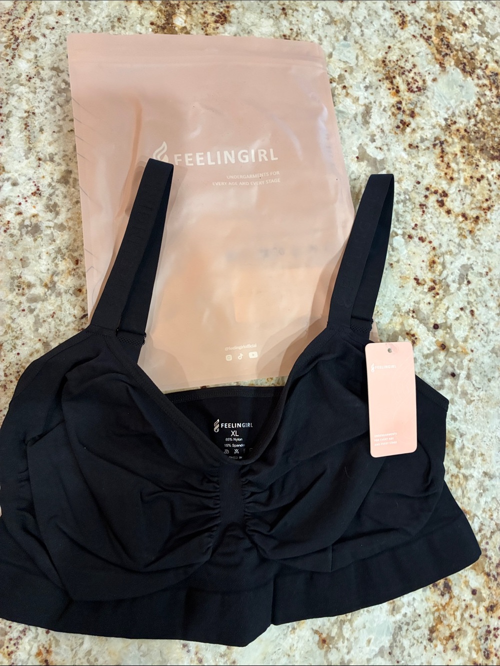 FEELINGIRL Black Ruched Supportive Bralette